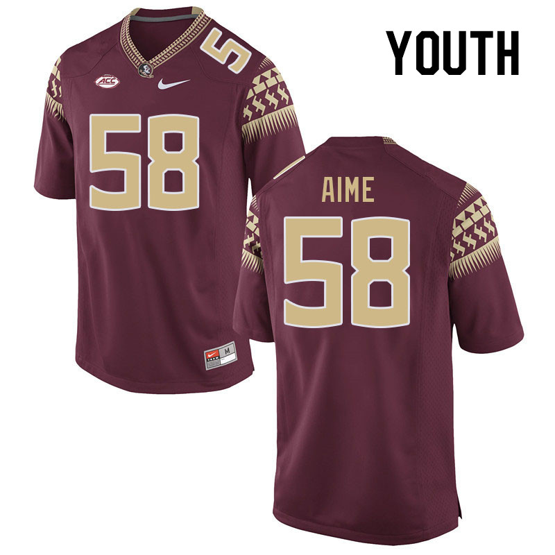 Youth #58 Emile Aime Florida State Seminoles College Football Jerseys Stitched-Garnet - Click Image to Close